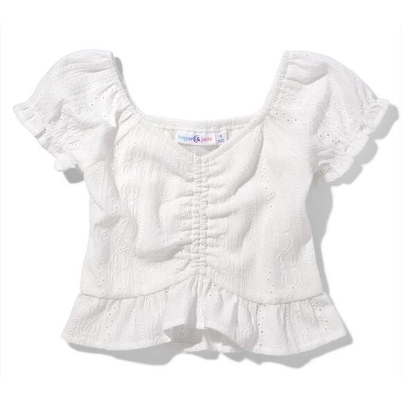 Sugar & Jade White Cropped Blouse Girl's Size XXL 14-16 - Picture 1 of 6